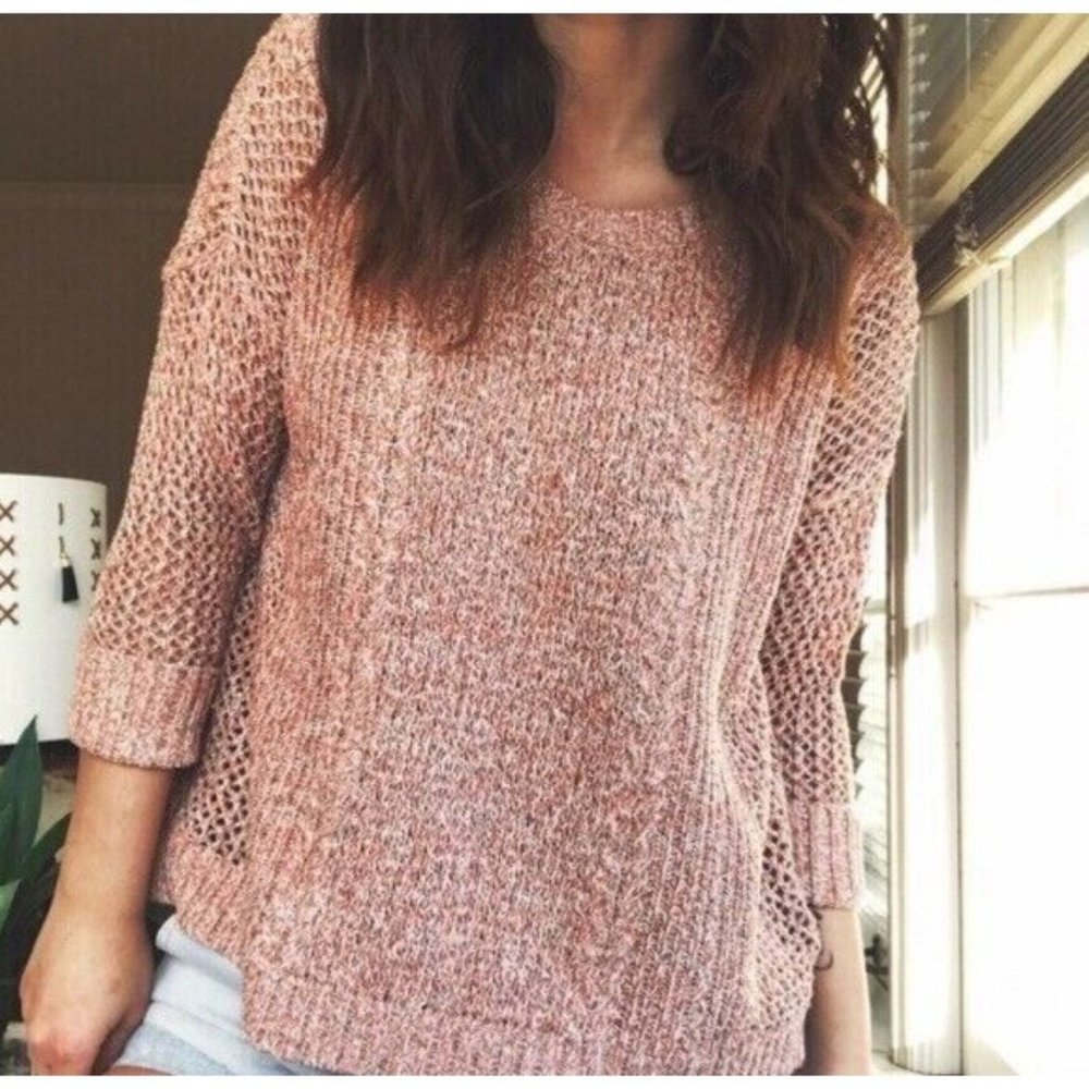 Madewell Sweater Marled Plaza Pullover Open Knit Long Sleeve